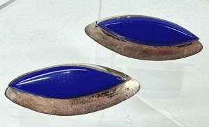 lot 14D image: Pair of Sterling and Lapis Earrings