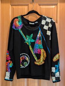 lot 254 image: Colorful Vintage Sequined Sweater by International