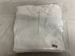 lot 65 image: 5 Pack of White Long Sleeve Polo Shirts - Large