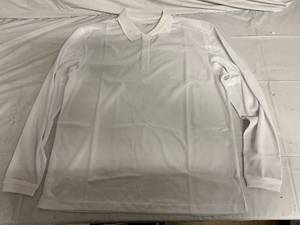 lot 62 image: 5 Pack of White Long Sleeve Polo Shirts - Large