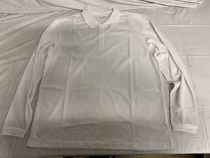 lot 63 image: 5 Pack of White Long Sleeve Polo Shirts - Large