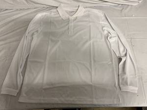 lot 64 image: 5 Pack of White Long Sleeve Polo Shirts - Large