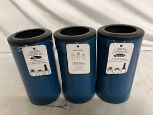 lot 80 image: 3 Modern Expressions Stainless Steeel Can Coolers
