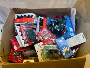 lot 15 image: Amazon Box full of Lights, Fuses, Bulbs, Hangers and More