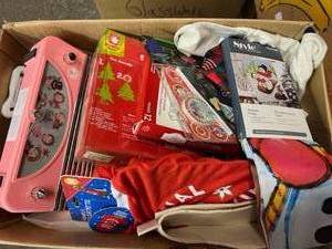 lot 23 image: Large Box Filled with Assorted Christmas Stuff