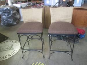 lot 88 image: (BR1) Pair of Wrought Iron Frame Bar St...