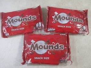 lot 133 image: (B-1) 3 Bags of Snack Size Mounds C...