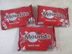 lot 134 image: (B-1) 3 Bags of Snack Size Mounds C...