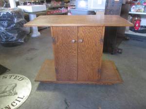 lot 52 image: (A-1) Wood TV Stand Cabinet with In...