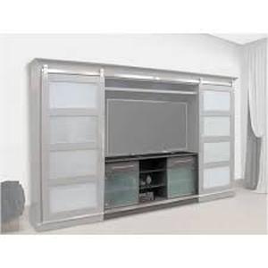 lot 2 image: Cas-1067b Parker House Furniture Cascade Center Sliding Wall Base With Power Center-Harbor Gray