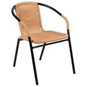 lot 10 image: Flash Furniture Lila ContemporaryModern Dining Arm Chair (Metal Frame)-Tan