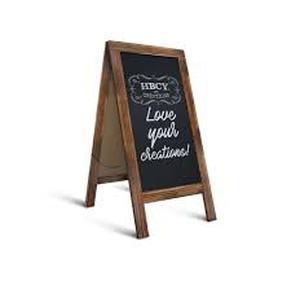 lot 17 image: A Frame Chalkboard by HBCY Creations 40x20 Solid Wood A-Frame Sign Rustic Brown Double-Sided Magnetic Board, Chalkboard Menu Board, for Restaurants, Cafs, Weddings - Heavy Duty Hinges