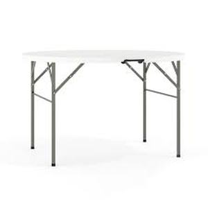 lot 23 image: Flash Furniture 3.98-ft x 3.98-ft Fold-in-half Indoor Round Plastic White Folding Banquet Table (4-Person)