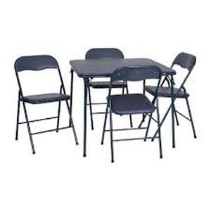 lot 31 image: Flash Furniture 5 Piece Folding Card Table and Chair Set-navy
