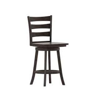 lot 88 image: Flash Furniture Liesel Commercial Grade Wooden Classic Ladderback Swivel Bar Height Barstool with Solid Wood Seat-gray wash walnut