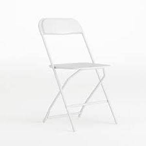 lot 97 image: Flash Furniture White Standard Folding Chair with Solid Seat (Outdoor)