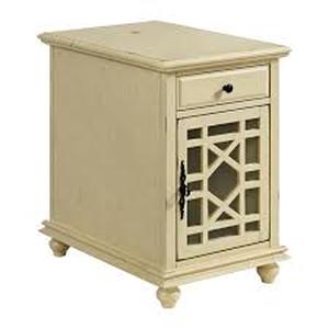lot 101 image: Martin Svensson Home Elegant 16 in. Antique Cream White Rectangle Wood Chairside End Table with Power