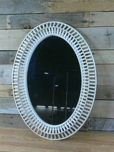 lot 105 image: 20 x 28 Light Woven Oval Mirror - Threshold designed with Studio McGee