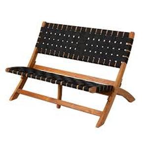 lot 114 image: Patio Sense Sava 43.5-in W x 29-in H Natural Acacia Folding Bench