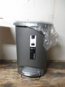 lot 43 image: simplehuman Plastic Indoor Step Trash Can with Lid, 13 Gallons-Charcoal
