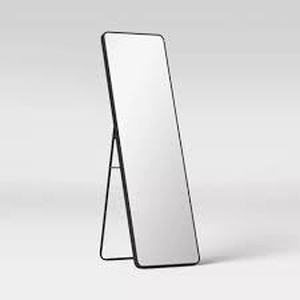 lot 74 image: Hamilton Hills 18 x 58 Brushed Stainless Steel Rectangular Mirror black