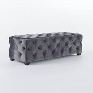 lot 122 image: Kaylee Tufted Rectangular Jumbo Grey Velvet Ottoman by TOV Furniture