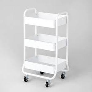 lot 129 image: 3 Tier Metal Utility Cart - Brightroom-White