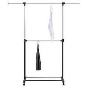 lot 136 image: Adjustable Double Rod Garment Rack Black - Room Essentials