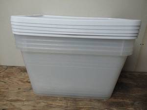 lot 149 image: Lot of 5 56qt Clear Storage Box with Lid White - Room Essentials