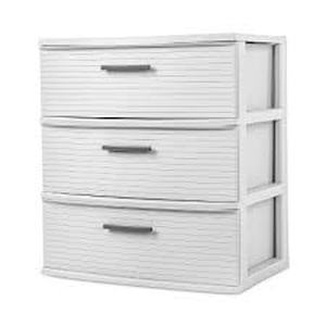 lot 155 image: 3 Drawer Wide Tower White - Brightroom