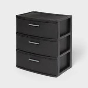 lot 161 image: 3 Drawer Wide Tower Black  Brightroom
