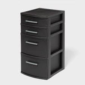 lot 162 image: 4 Drawer Medium Tower Black - Brightroom
