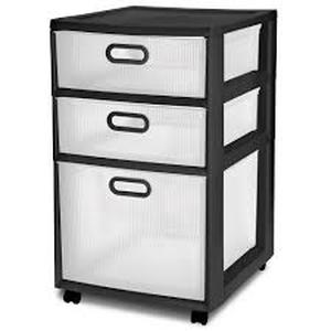 lot 163 image: Sterilite Ultra 3 Drawer Storage Cart Black