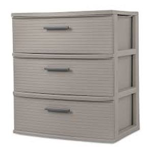 lot 166 image: 3 Drawer Wide Tower Light Gray - Brightroom