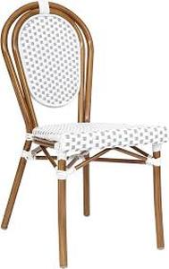 lot 175 image: Flash Furniture Lourdes IndoorOutdoor Commercial Thonet Bistro Stacking Chair, PE Rattan and Aluminum Frame-white & graynatural frame