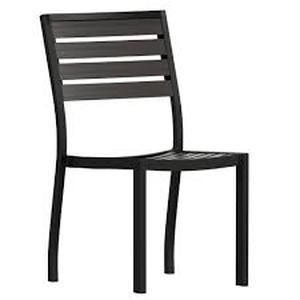 lot 180 image: Flash Furniture Lark Outdoor Side Chair with Faux Teak Poly Slats-gray wash teak