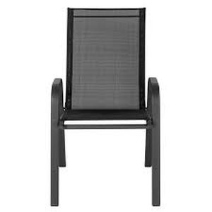 lot 186 image: Flash Furniture Brazos Series Black Outdoor Stack Chair with Flex Comfort Material and Metal Frame-Black