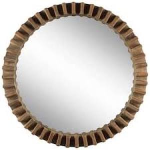 lot 192 image: Mercana Large Round Medium Brown Modern Mirror (44.0 in. H x 44.0 in. W)