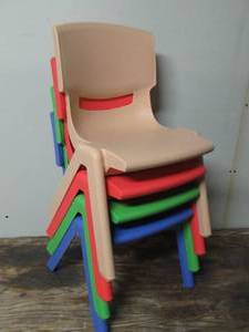 lot 198 image: Set of 4 Flash Furniture Modern Kids Accent Chair-Peach Red Purple Green