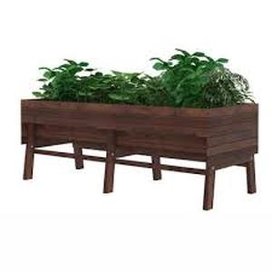 lot 218 image: VEIKOUS 71 in. L x 31 in. W Large Wooden Raised Garden Bed Outdoor with Legs and Liner, Carbonized