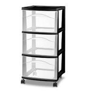 lot 228 image: 3 Drawer Medium Cart Black - Brightroom