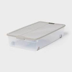 lot 240 image: Set of 2 60qt Latching Clear Storage Box - Brightroom