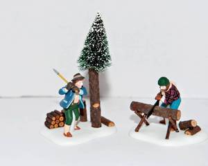 lot 249 image: Department 56 Lumberjacks Heritage Village Collection Porcelain Accessories