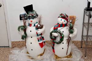 lot 377 image: Two Large Snowmen Plush Statues