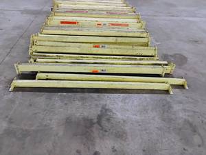 lot 150 image: (7) 6 Foot Heavy Duty Pallet Storage Rack Sides, Wood & Brackets