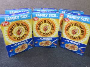 lot 45 image: 6- 18 oz Post Honey Bunches of Oats...