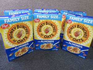 lot 46 image: 6- 18 oz Post Honey Bunches of Oats...