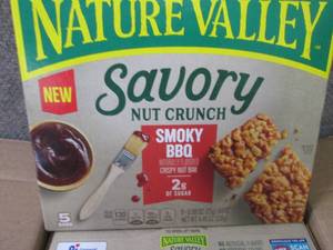 lot 170 image: 6- 5 pks Nature Valley Savory Smoky...