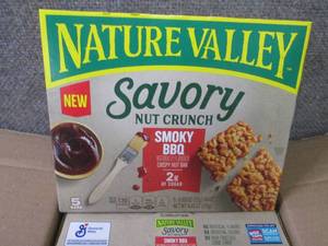 lot 172 image: 6- 5 pks Nature Valley Savory Smoky...