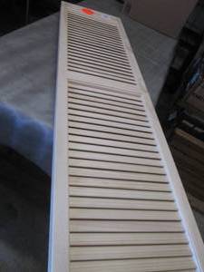 lot 449 image: Pair 15x59 inch Wood Lourved Shutte...